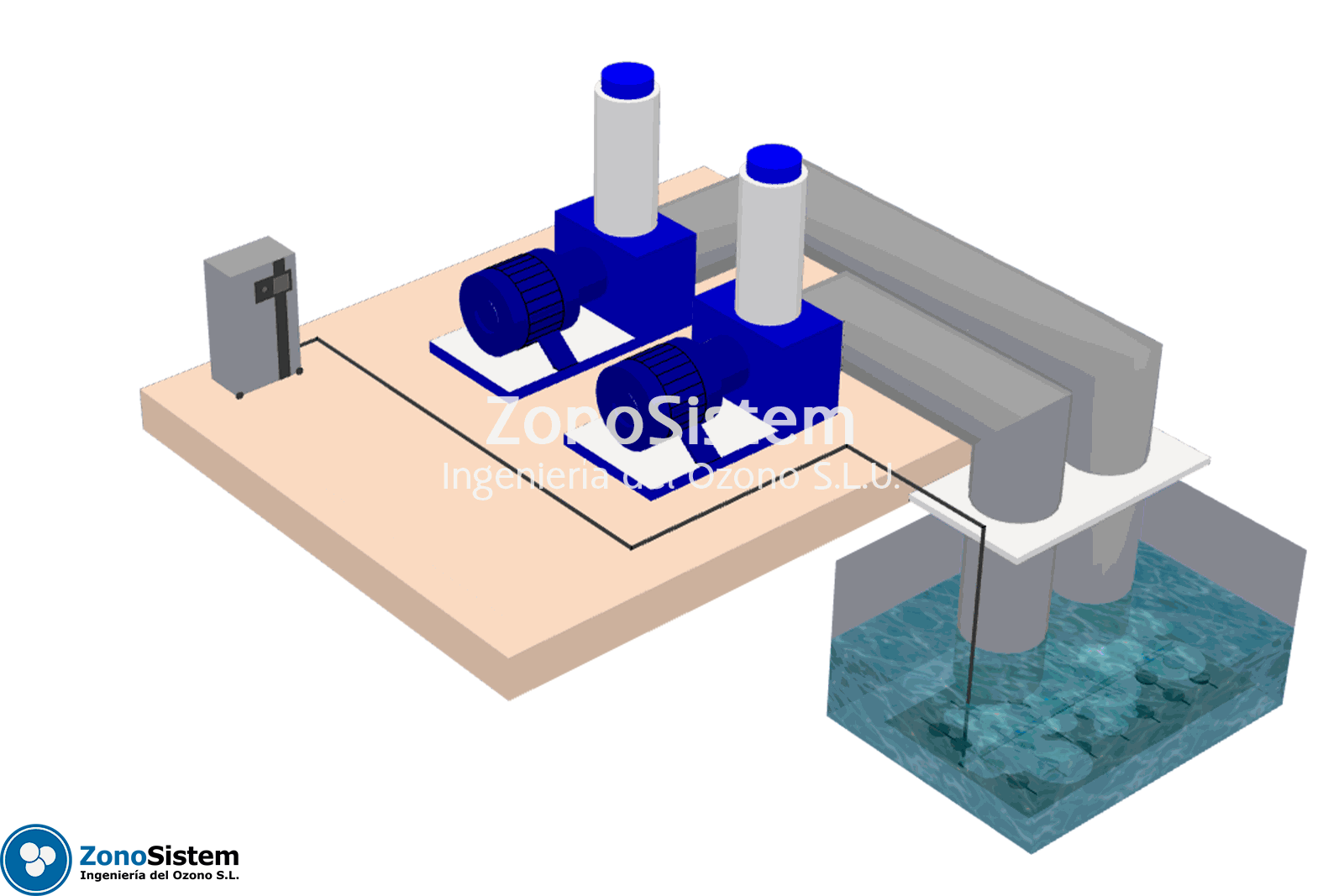 Deep bubbling ozonation